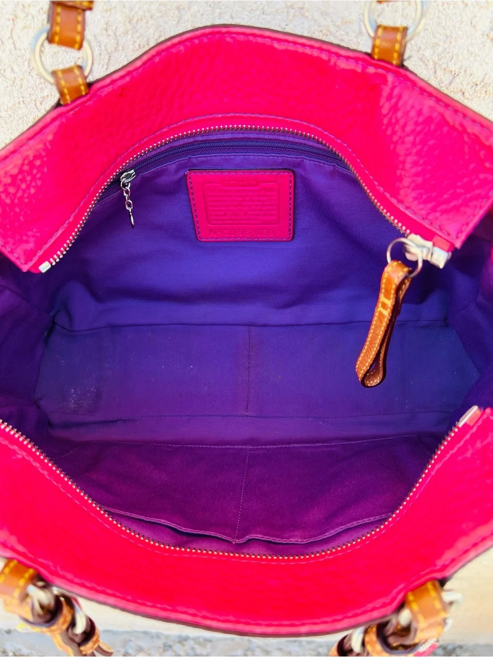 Vintage COACH Chelsea Dark Pink Leather Tote Bag 2005